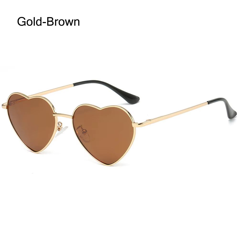 Metal Frame Heart-Shaped Glasses Women Heart Sunglasses UV400 Protection Polarized Glasses Shades Eyewear Fancy Accessories