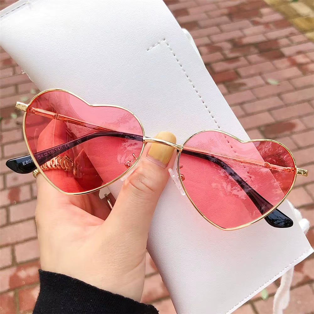 Metal Frame Heart-Shaped Glasses Women Heart Sunglasses UV400 Protection Polarized Glasses Shades Eyewear Fancy Accessories